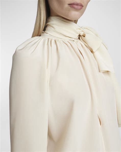 skin givenchy long sleeves blouse|givenchy lavalliere scarf neck.